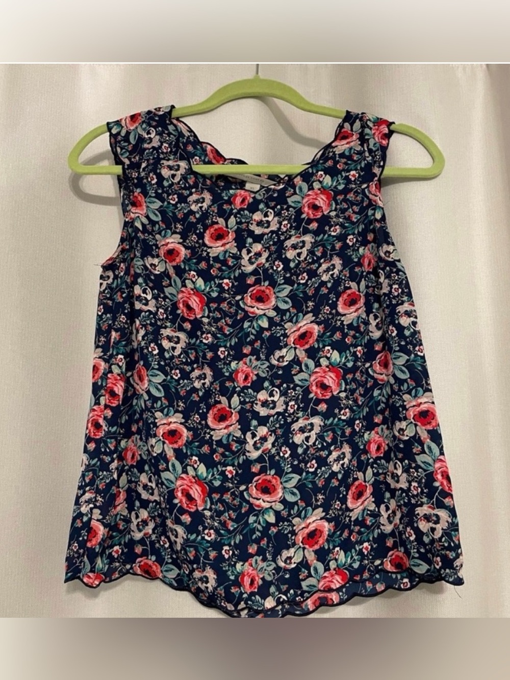 LC Lauren Conrad Floral Navy Sleeveless Women's Top Size XS